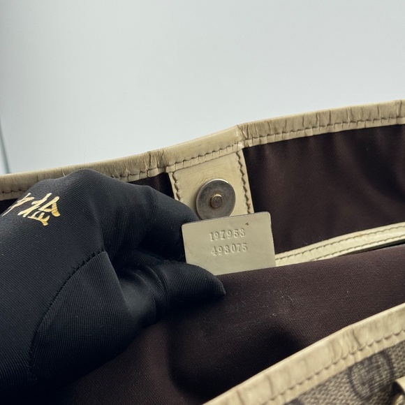 Gucci GG Supreme Canvas Tote Bag with Leather Trim - Picture 9 of 13